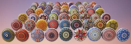 HOPOFLY Assorted Flat Ceramic Knobs Multi Color Multi Design Ceramic Door Knobs Kitchen Cabinet Drawer Pulls Hardware Knobs Cabinet Knobs Drawer Knobs (10 Knob Set)