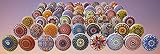 HOPOFLY Assorted Flat Ceramic Knobs Multi Color Multi Design Ceramic Door Knobs Kitchen Cabinet Draw