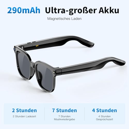 AHENOD 32 GB AI-Smartbrille 8MP HD Camera, 4K Anti-Shake Video Recording, 290mAh Battery,Support for Video Recording and Real Time Translation