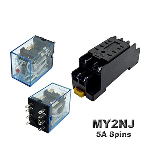 Relé LY2NJ de 8 pines DPDT con base de carril y testigo LED para cuadros de corriente 5