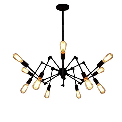Plafonnier lustre en métal industriel avec 6 suspensions réglables