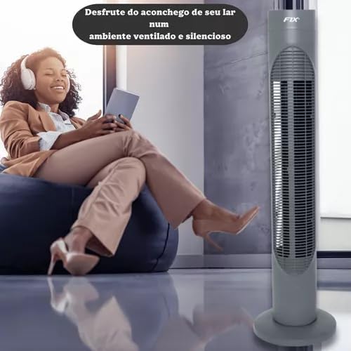 Ventilador de Torre Silencioso com 3 Níveis de Velocidade Design Moderno Luxo - 220V