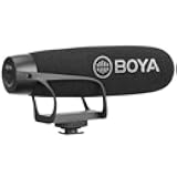 BOYA BY-BM2021 Shotgun Video Microphone, Cardiod Microphone Condenser Mic Vdeomicro, w/Shock Mount Windscreen TRRS TRS, Compatible with Andoid Smartphones, Canon Nikon Sony Panasonic Camera Camcorder