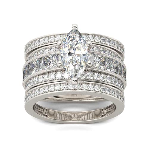 Jeulia 2 Carat 3PC Wedding Ring Set for Women Marquise