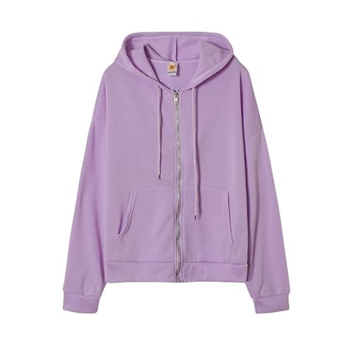Womens Coats And Jackets, Ladies Denim Jacket Faux Fur Lined Jacket Women's Casual Solid Color Pocket Sweater Hooded Jacket Windproof Fleece Jacket Zip Up T Shirt Jacket Long Length(Purple,X-Large) #TOP1