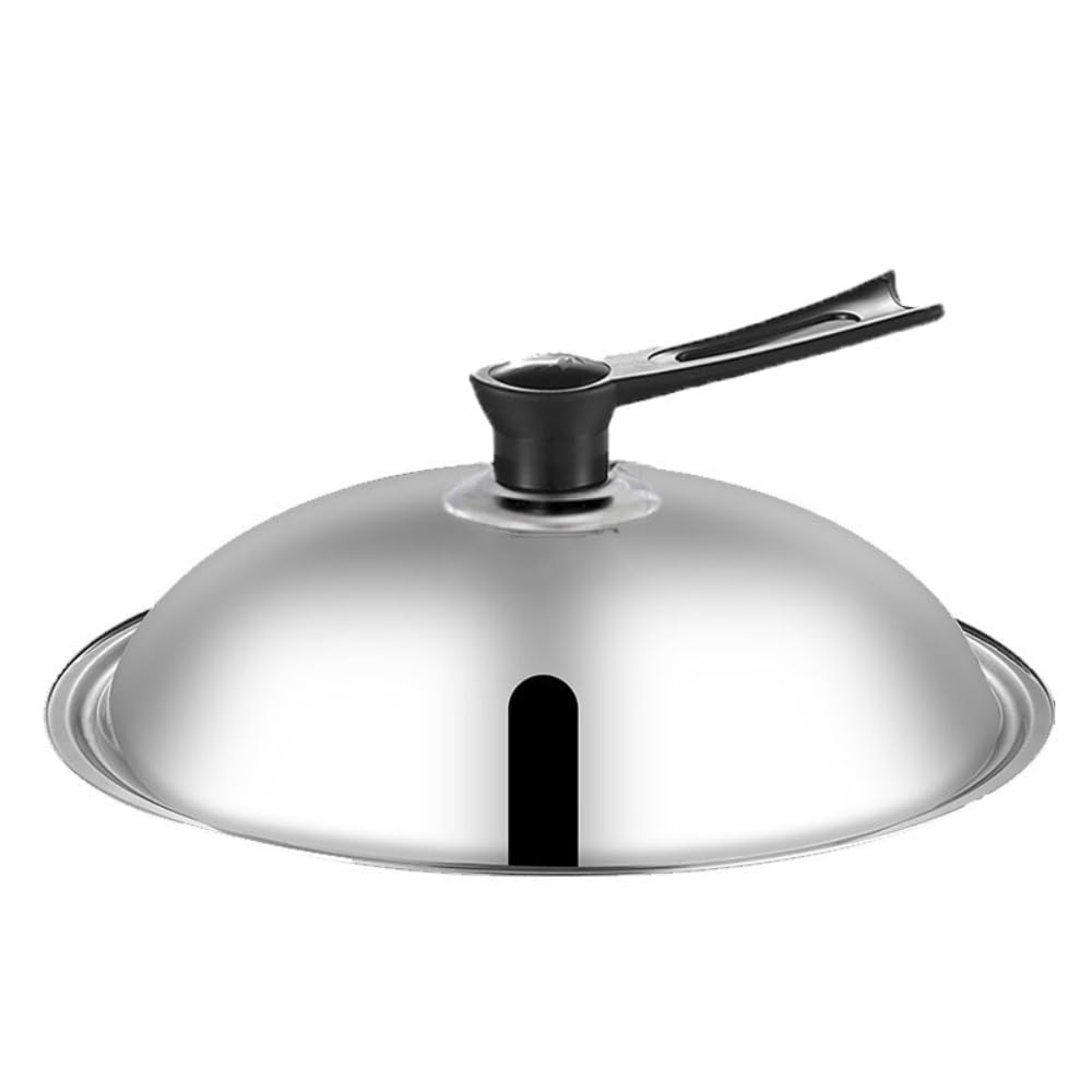 Stainless Steel Pot Cover with Knob,Stainless Steel Pan Lid,Frying Pan Cover Replacement,for Woks Soup Pots(28cm-Long Handle)