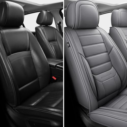 Image of MINGBRON Front Car Seat Covers, Leather Car Seat Covers, Fit for Most Cars SUV and Most Sedan Grey
