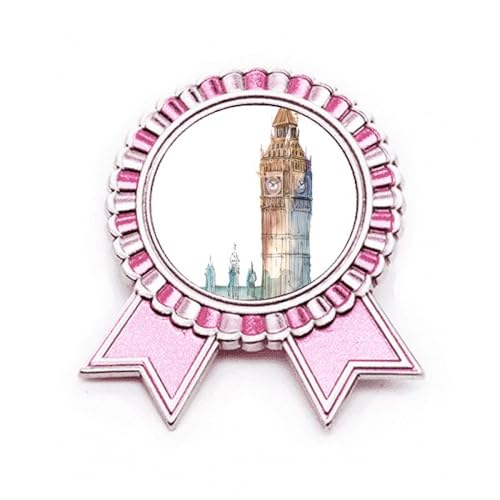 Broche Big Ben Art Déco en métal rose élégant pour sublimer vos vestes et manteaux