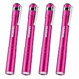 WORKPRO LED Pen Light, Aluminum Pen Flashlights, Pocket Flashlight with Clip for Inspection, Emergency, Everyday, 2AAA Batteries Include, Pink(4-Pack)