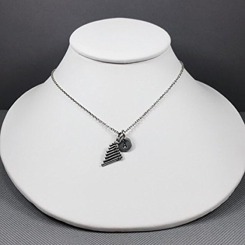 Pan Flute Necklace, Pan Pipes, Pan Flute Charm, Music Charm, Musical Instrument Charm, Initial Charm, Personalize Necklace, Monogram #TOP1