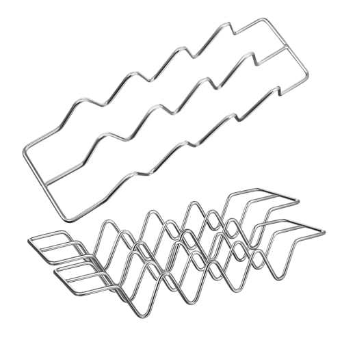 SOLUSTRE 3Pcs Stainless Steel Taco Holder Stand Taco Racks for Cooking and Serving Hard Shells Mexican Food Tray for Tacos and Tortillas Space Saving Design