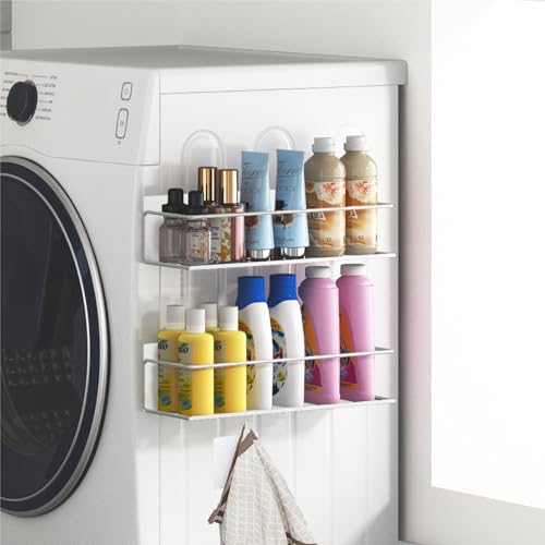 Image of Magnetic Spice Rack For Refrigerator, Space Saving Magnetic Shelf For Fridge White 4 Pack With Magnetic Paper Towel Holder