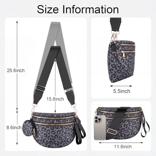 Image of Bum Bags for Women Checkered Crossbody Bag Large Nylon Belt Purse Fanny Packs, Bonus with a Extra Strap