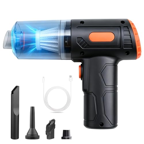 Syluxa Aspirateur Voiture Puissant sans Fil 15000Pa, Mini Aspirateur à Main 4 en 1 Portable avec Moteur sans Brosse, Aspirateur de Table Rechargeable pour...