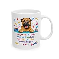 FUNNY DOG QUOTE: Features the hilarious phrase 'Every snack you make, every meal you bake, every bite you take, I'll be watching you' — perfect for dog lovers. FUNNY DESIGN: Adorned with a charming dog illustration surrounded by colourful paw prints,...