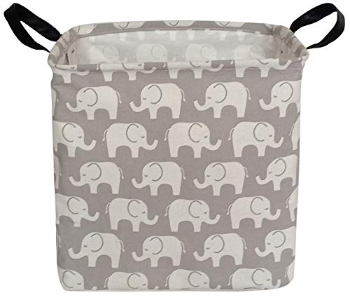 Kunro Square Toy Bin Waterproof Storage Organizer For Nursery Hamper Home Decor Closet Kids Bedroom Laundry Baby Gift Shelf Baskets(Grey Elephant) #TOP3