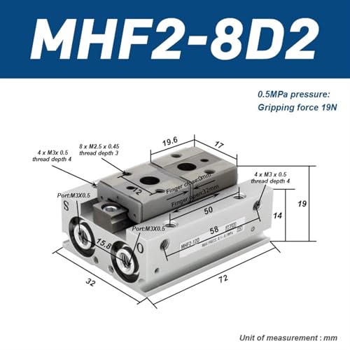 MHF2-8D2 préhenseur pneumatique horizontal à double effet et profil plat compact - 3