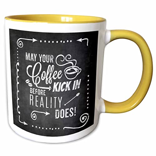 3dRose Chalkboard typography hand lettering quote 11oz Two-Tone Yellow Mug