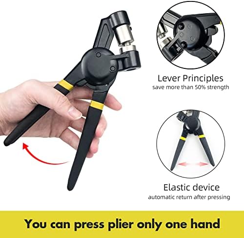 3/8 inch Grommet Tool Kit,Handheld Hole Punch Pliers Mini-Type Manual Eyelet Machine with 500 pcs Grommets (Black)