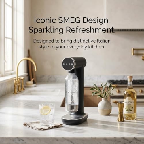 Image of SMEG SKC01 Sparkling Water Maker, Soda Maker with 1L Tritan Renew Bottle