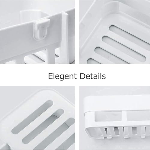 Image of Bathroom Shelf for Wall, Self-Adhesive Bathroom Organiser with Towel Holder, Ideal Bathroom Accessories for Efficient Space Utilisation (4 Self)