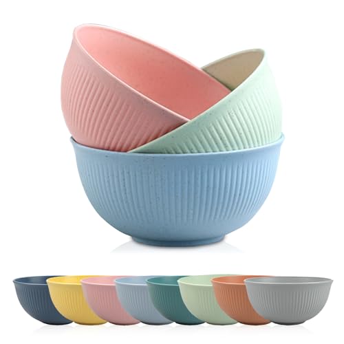 YunBey Tazones Desayuno Grandes, 8 Piezas Ensaladera de Plástico Reutilizable Durable, Bol Grande Cocina para Sopa Ramen Ensalada Cereales para Niños y Adultos