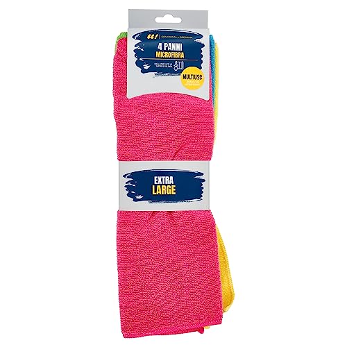 U! Confronta e Risparmia Panni Microfibra Extra Large Multiuso, Confezione da 4