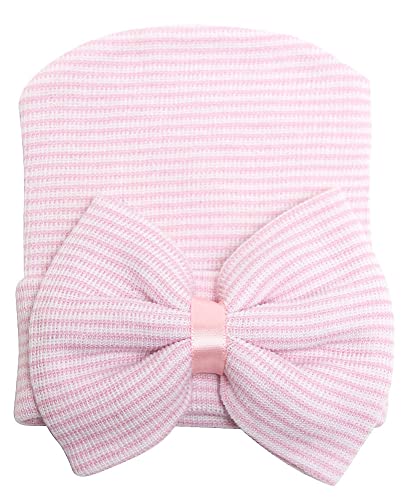 Zando Cotton Infant Newborn Beanie Hat Newborn Hospital Baby Hat For Boys Girls Beanie Hat 4 Pack White&Blue&Pink&Pinkbluewhite #TOP3