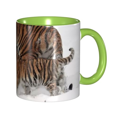 ビッグタイガーとリトルタイガー マグカップ 旅マグ コーヒーカップ Green セラミック 330ml 陶器 食器 耐熱 水筒 プレゼント