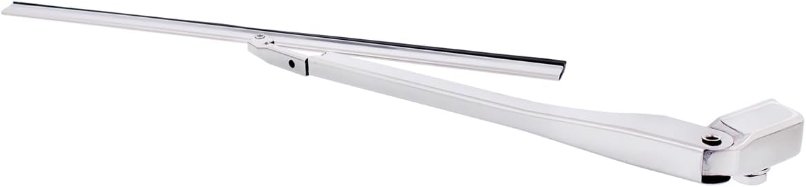 United Pacific A7022 Polished Stainless Steel Wiper Blade/Arm Set w/9-inch Blade & 7 ½ inch Arm, Plug-In Style, Trimmable Blade – ONE Set