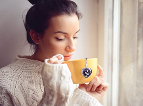 Nstaygate 2Pcs Tea Infuser Tea Strainers For Loose Tea Amethyst & Rose Quartz Crystal Heart Pendant Infinity Love Heart Couple Handmade Gemstone Tea Ball Set Gifts For Women Gifts For Mom #TOP7