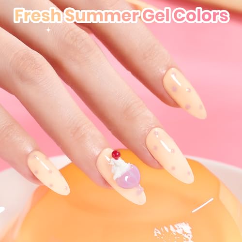 Image of Beetles Jelly Gel Nail Polish Set, 6 Colors Pastel Pink Cat Eye Blue Purple Yellow Green Glitter Gel Polish Kit with Magnet Sticker Soak Off UV Gel Nail Art Salon DIY at Home Summer Gift for Women