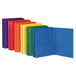 Oxford 2 Pocket Folders with Fasteners, Sturdy Plastic Folders, Letter Size, Asstd. Colors, (Blue, Green, Yellow, Orange…