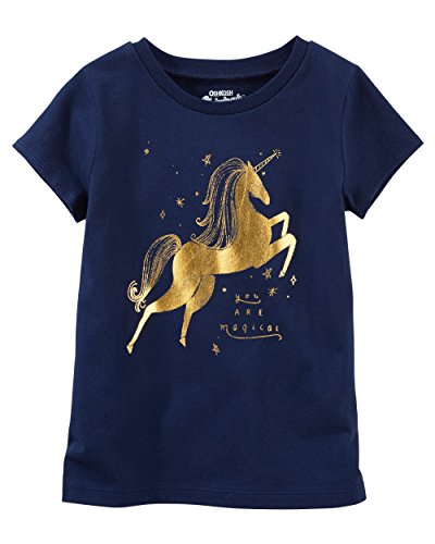 OshKosh Girls' UnicornYou Are Magical S/S Tee, Navy, 14