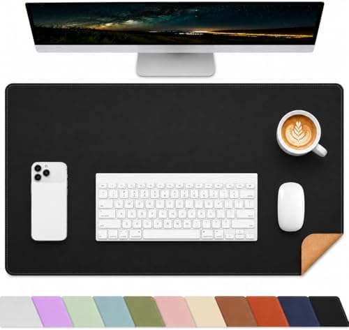 AFIING Desk Mat, Black, 31.5" x 17", Cork Desk Pad Protector | Du...