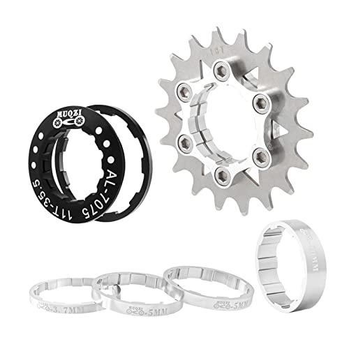 SheerFaring Espaciadores Ligeros para Cassette Simple de 18 Dientes, Adaptador de Piñón Libre de Aleación de Aluminio, Accesorios para Bicicletas de Montaña, Plata