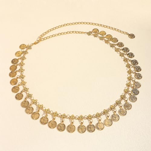 Women Concho Chain Belt Boho Metal Link Body Chain Belt Western Cowgirl Chain Belts Turquoise Accessory4