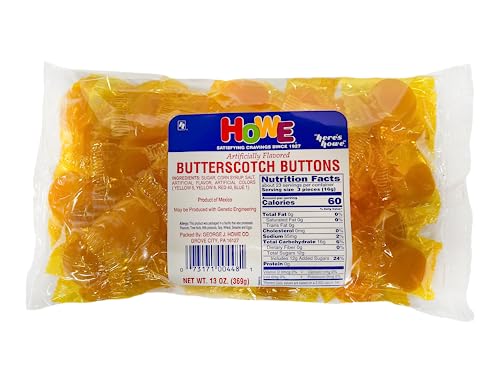 Howe Butterscotch Buttons, Hard Candy, 13 oz Bag