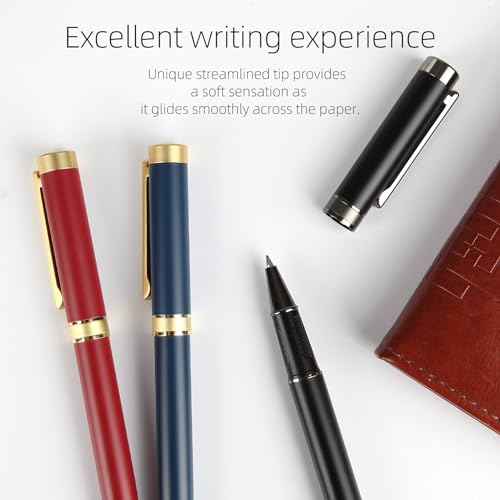 Zalantan Stunning luxury pen fancy pens nice pens for men pure copper heavy feel Office Executive Pen Professional Smooth Writing Pens for journaling with Gift Case and 2 Refills (Black) — view 5