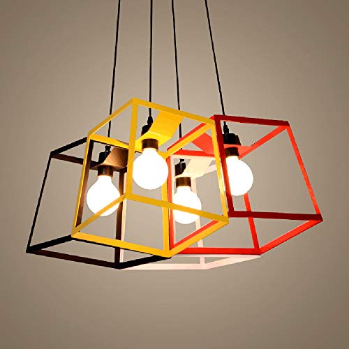 Suspension luminaire industriel cage métal noir lustre de plafond pour restaurant et bureau