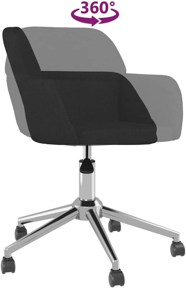 vidaXL Office Chair, Home Office Chair with Wheels and Arms, Office Desk Chair for Makeup Room Bedroom Living Room, Modern Style, Black Fabric