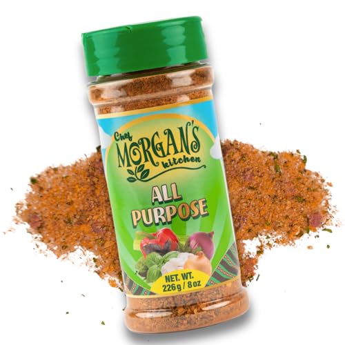 Chef Morgan's Kitchen Real Jamaican All Purpose Seasoning 8 oz - Natural Herbs and Spices for Cooking - Authentic Tropical Flavor - Versatile Spice Blend for Meat, Fish, Vegetables, and More
