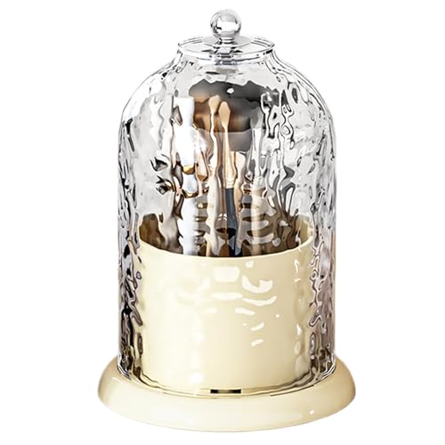 Soporte para pinceles con tapa, organizador de brochas de maquillaje, organizador de 7 compartimentos, organizador de utensilios de cocina, resistente al polvo, soporte para cepillo de dientes, vaso