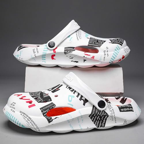 Unisex Sandals Summer Outdoor Breathable Perforated Shoes with Adjustable Straps Lightweight Non Slip Sole Beach Shoes(White,9.5)2