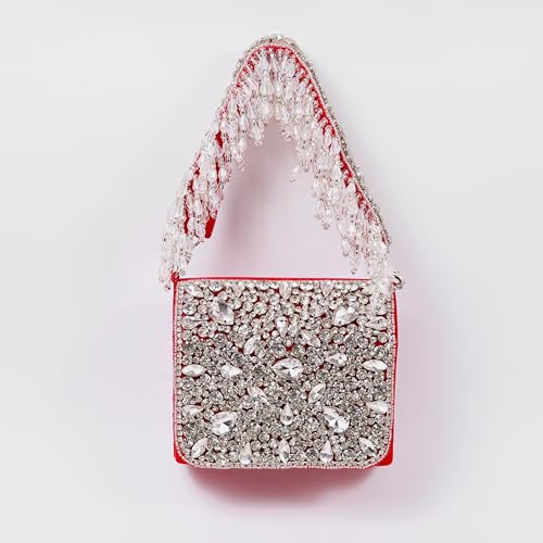 Image of THE TAN CLAN Kavya Beige Flap Over Bag Clutch Purses Luxury Evening Handbags with Handle