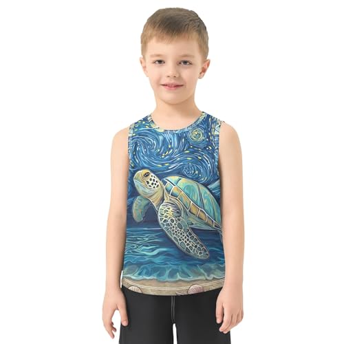 Boys' Tank Top Shirt Sea Turtle Seashells Moon Sleeveless T-Shirts2