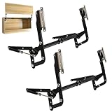 2PCS Vertical Lift Hinge, Vertical Swing Lift Pneumatic Arm Kitchen Mechanical Hinge Slow Closing, Durable & Silent Fit for Cabinet Width: 19.69-35.43' Matte Black