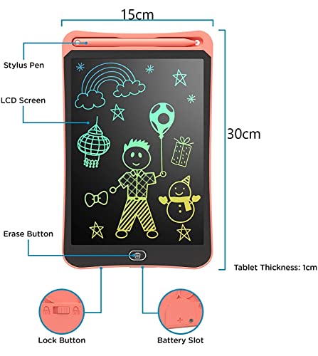 Image of SYGA LCD Writing Pad, 12 inch Kids Doodle & Scribble Boards Erasable Writing Tablet for Kids Adults, Light Pink