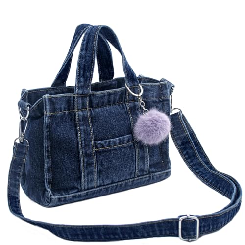 Image of SoonerCozer Crossbody Denim Purse Fashion Small Hobo Bag Stylish Handbag Tote Bag for Women