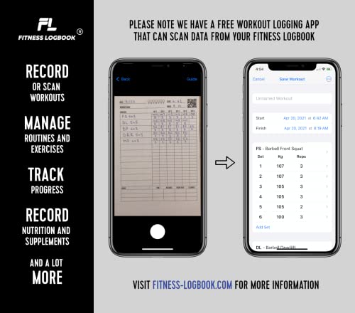 Fitness Logbook - Track 150 Workouts - Thick Paper, Poly Cover - A5 6 X 8 Inches - Undated Workout Journal, Planner Log Book To Track Weight Loss, Muscle Gain, Gym Exercise, Bodybuilding Progress - For Men & Women #TOP5